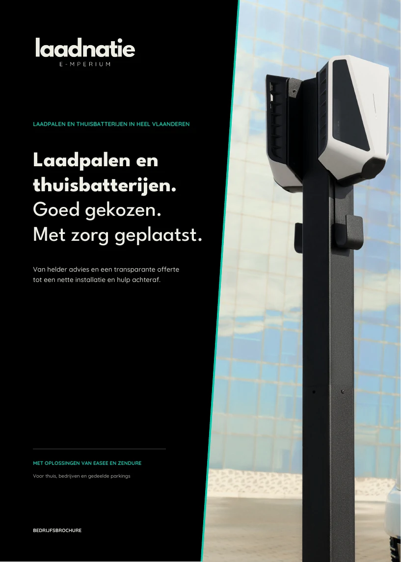 Cover van de Laadnatie-brochure over laadpalen en thuisbatterijen